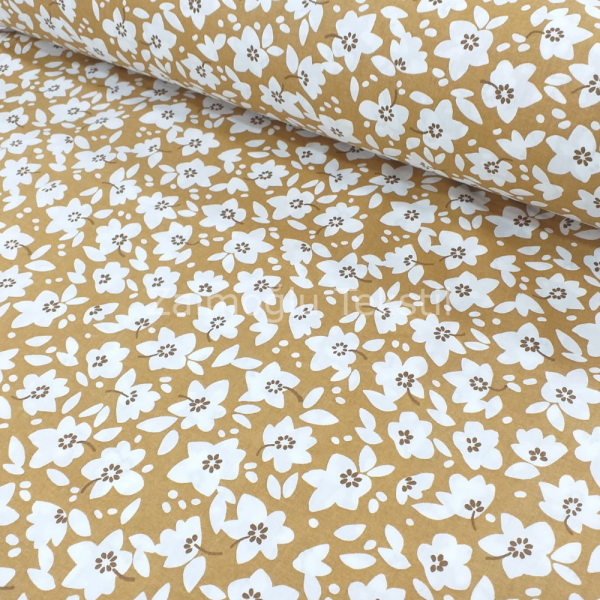 Papatya Desen Poplin Kumaş