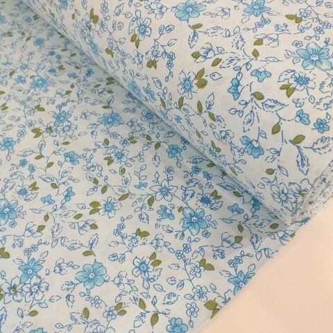 Sardunya Desenli Poplin Kumaş