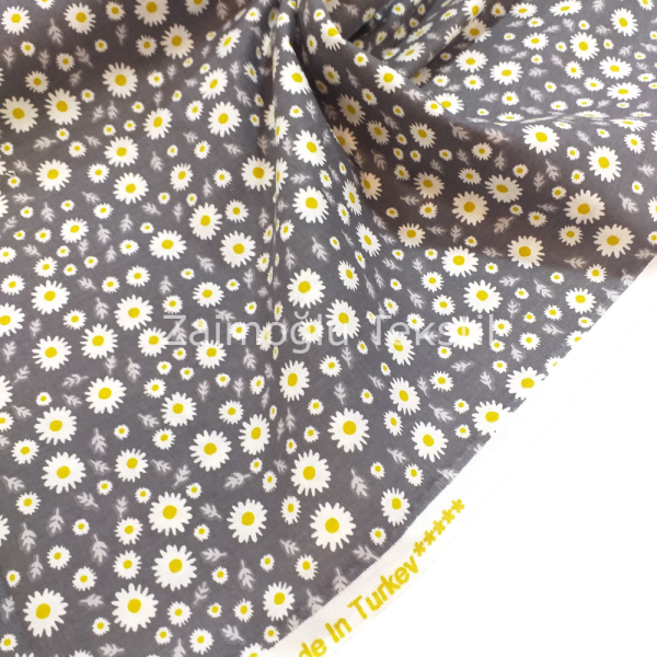 Papatya Desen Poplin Kumaş