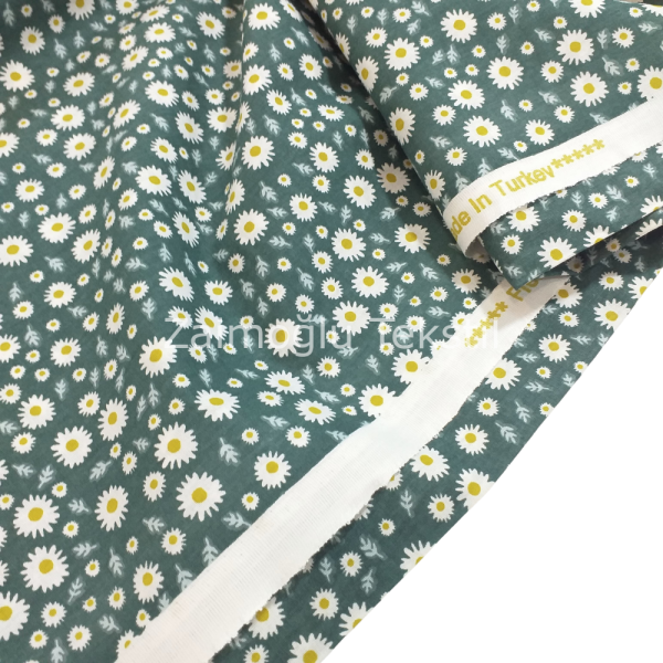 Papatya Desen Poplin Kumaş