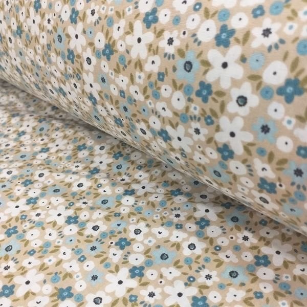 Papatya Desen Poplin Kumaş