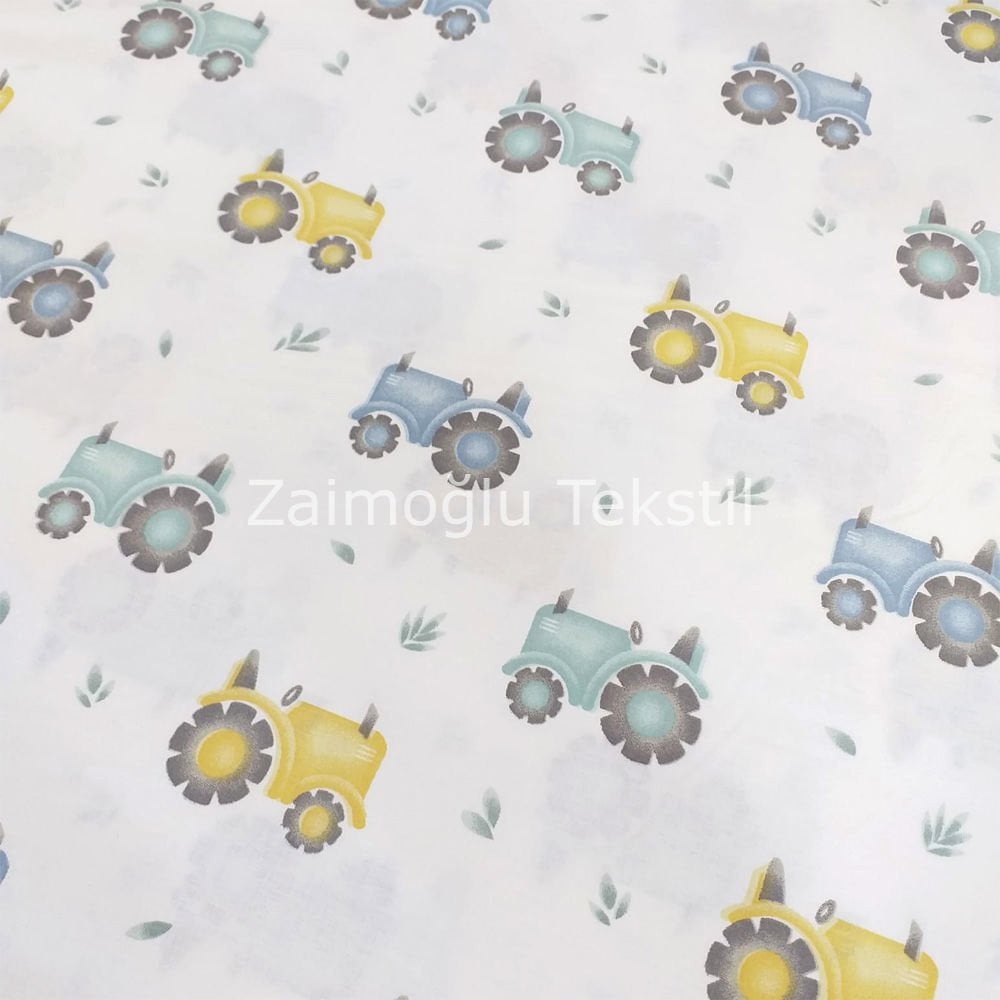 Traktör Desen Poplin Kumaş