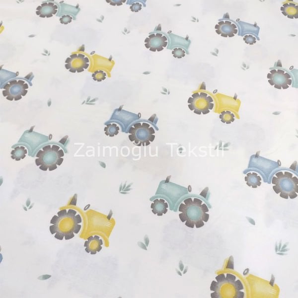 Traktör Desen Poplin Kumaş