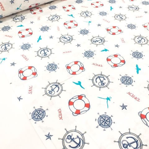 Denizci Desenli Müslin Bezi