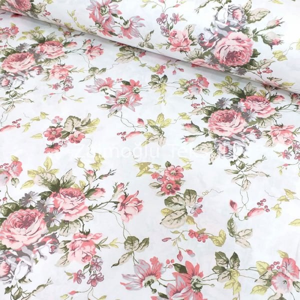 Çiçek Desen Poplin Kumaş