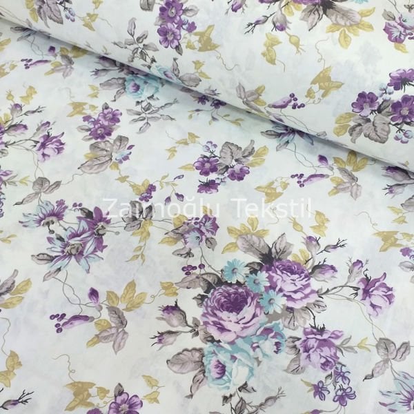 Çiçek Desen Poplin Kumaş