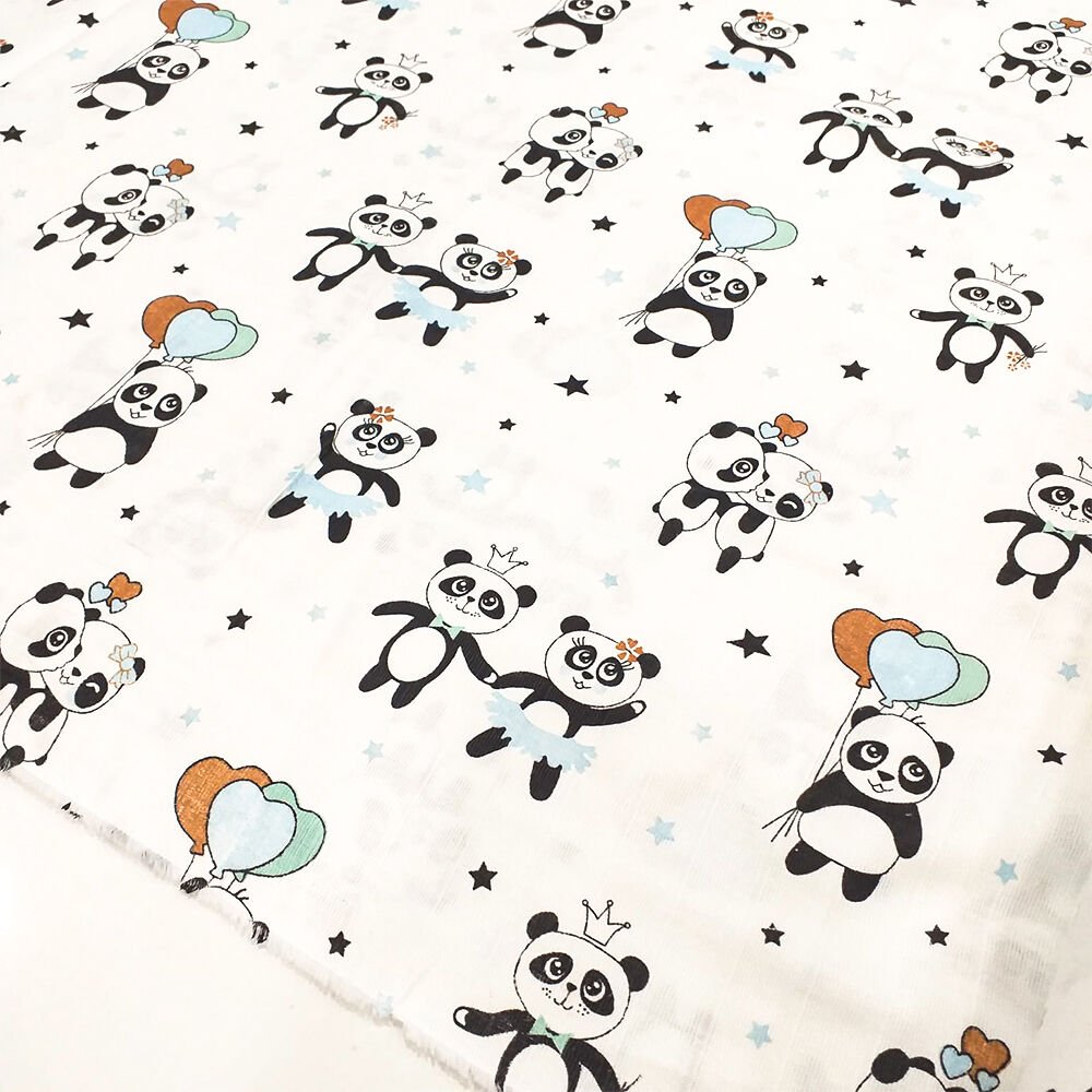 Panda Desenli Müslin Bezi