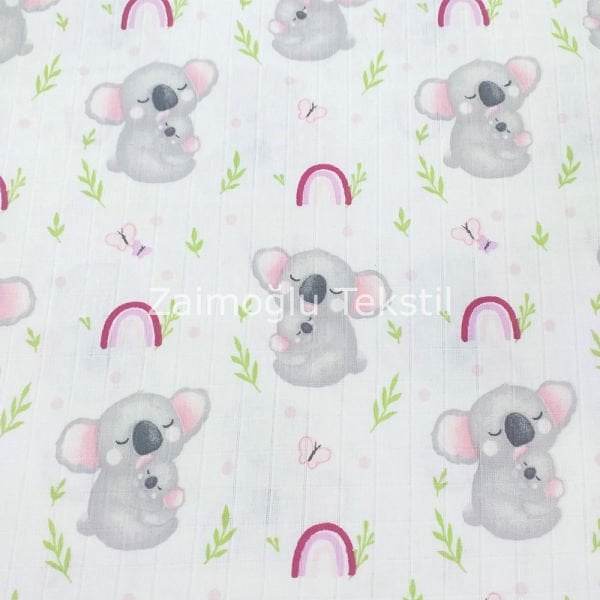 Uykucu Koala Müslin Bezi Kumaşı