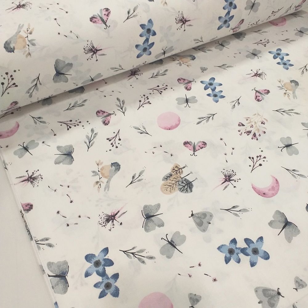 Kelebek Desen Poplin Kumaş