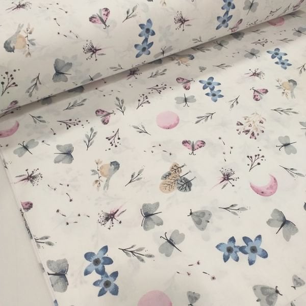 Kelebek Desen Poplin Kumaş