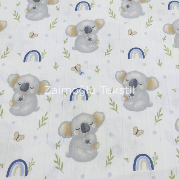 Koala Desen Müslin Bezi Kumaşı