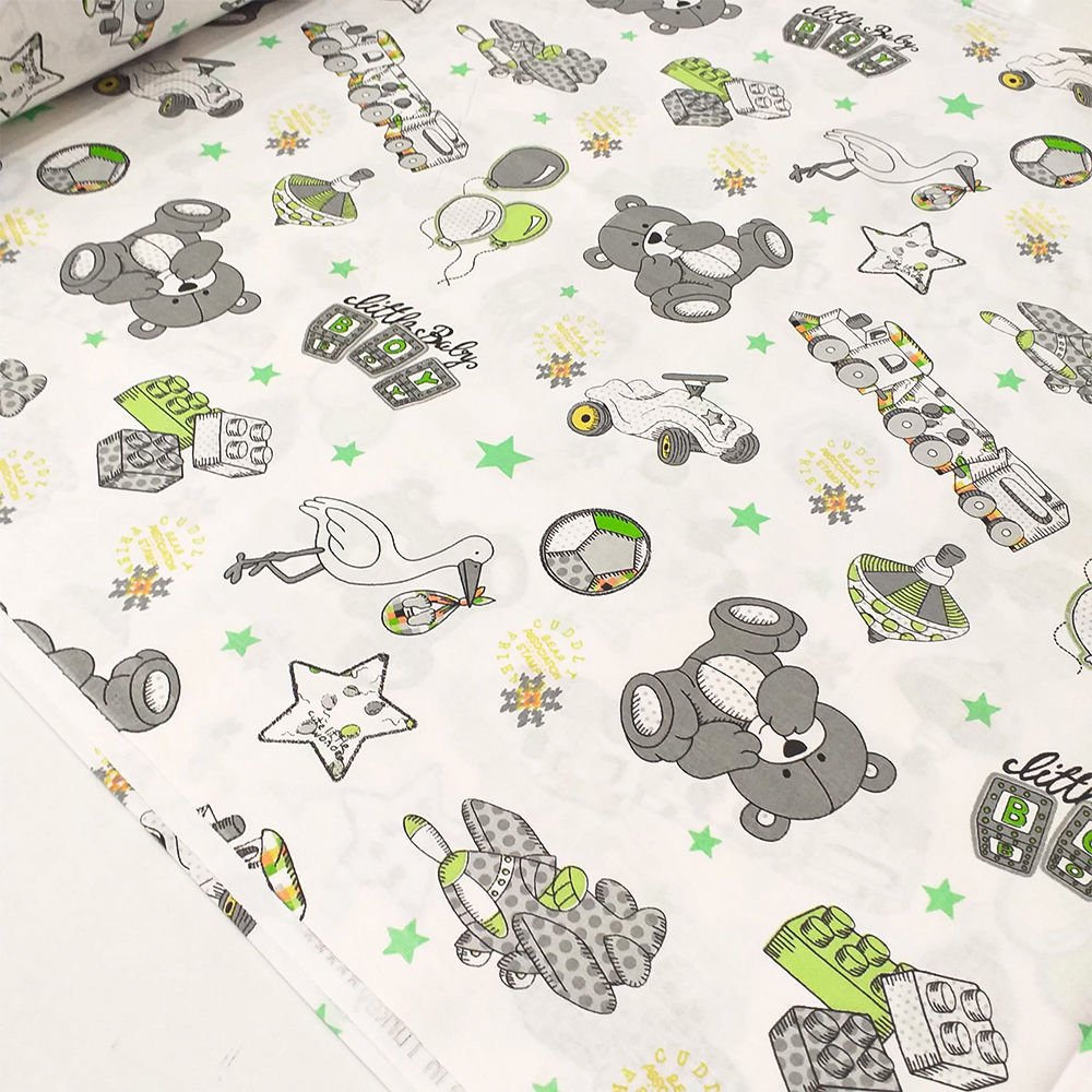 Minik Oyuncaklar Desenli Poplin Kumaş