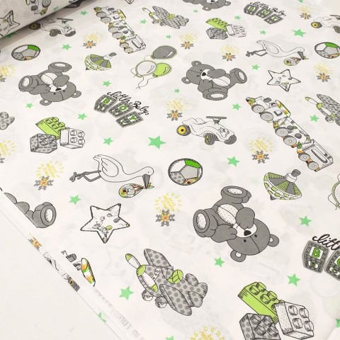 Minik Oyuncaklar Desenli Poplin Kumaş