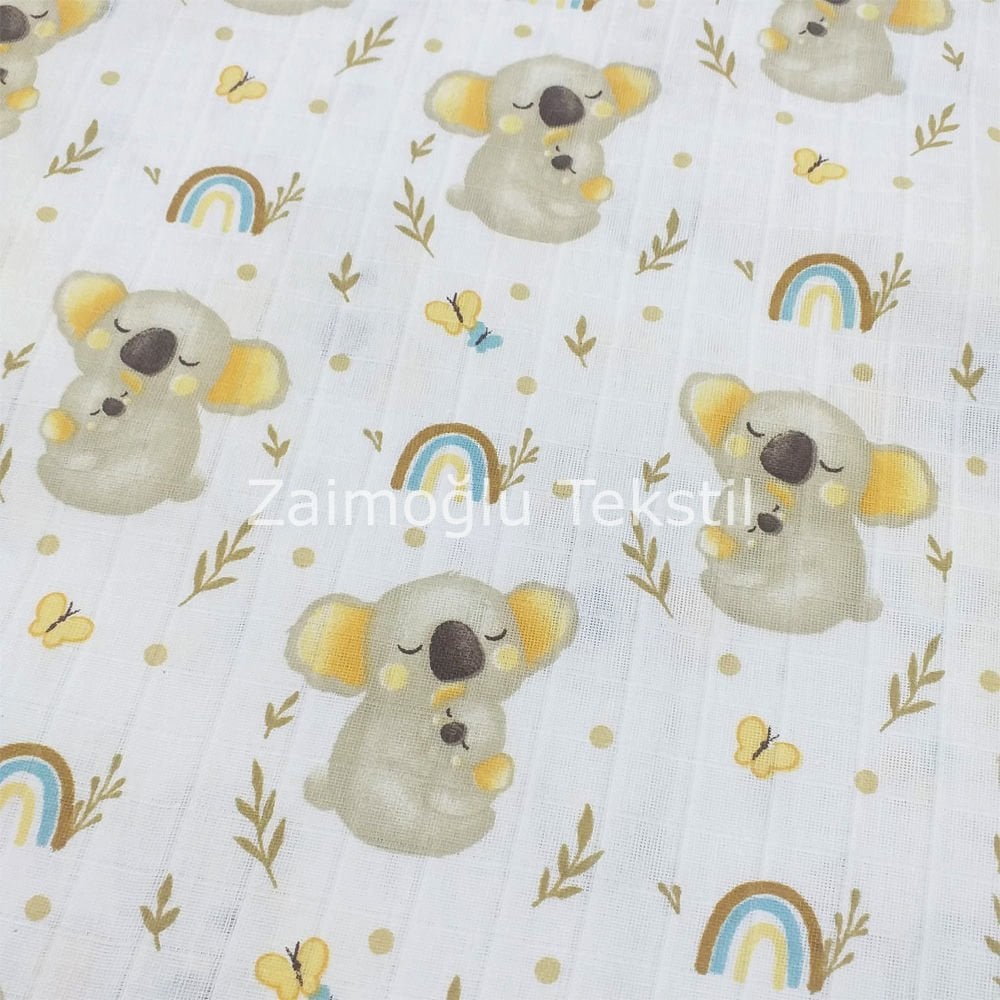 Koala Desen Müslin Bezi Kumaşı