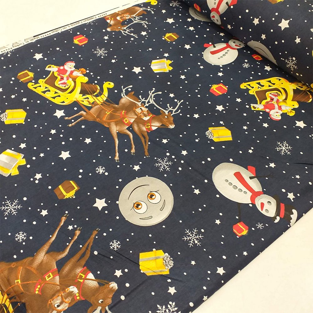 Noel Baba Desenli Poplin Kumaş