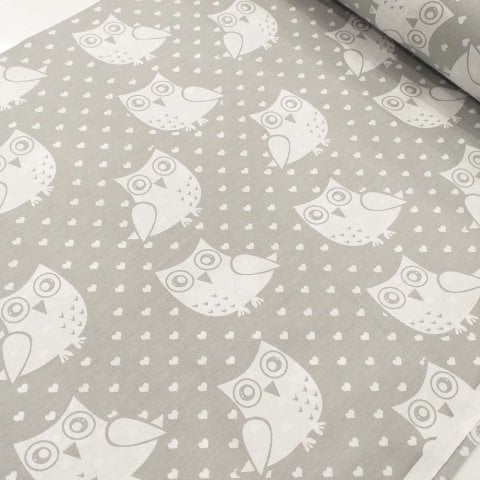 Baykuşlu Desen poplin kumaş