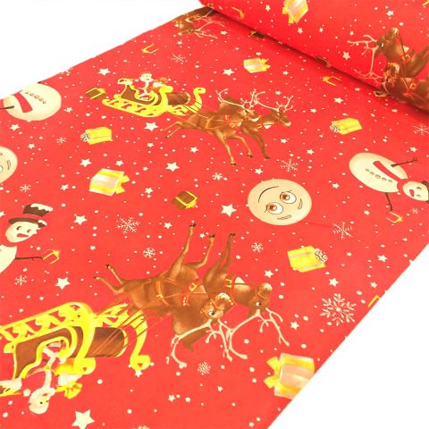 Noel Baba Desenli Poplin Kumaş