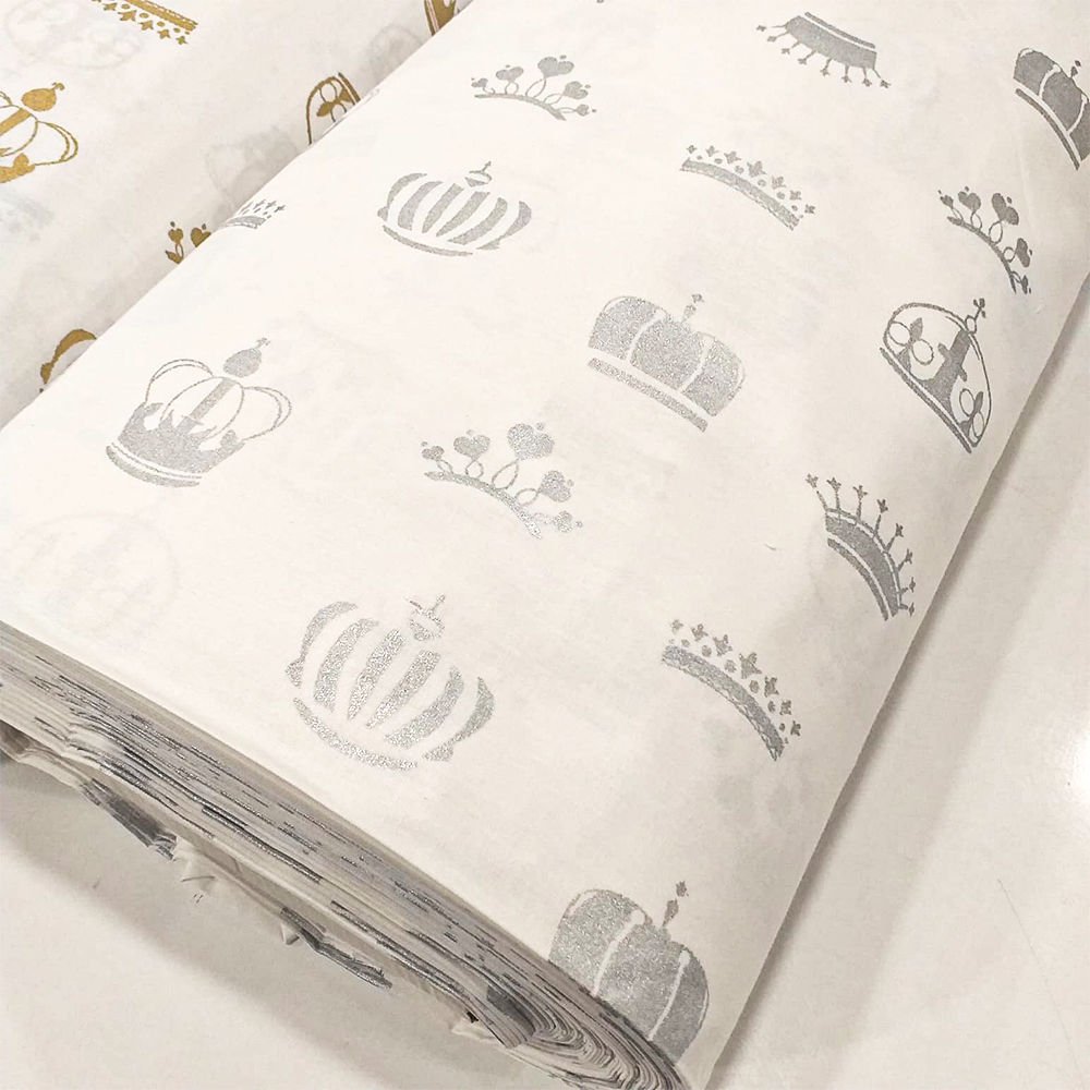 Simli Kraliyet Tacı Desenli  Desenli Poplin Kumaş