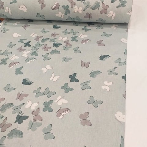 Kelebek Desenli Poplin Kumaş