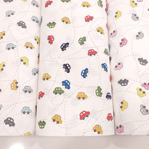 240 cm.Sevimli Arabalar  Poplin Kumaş