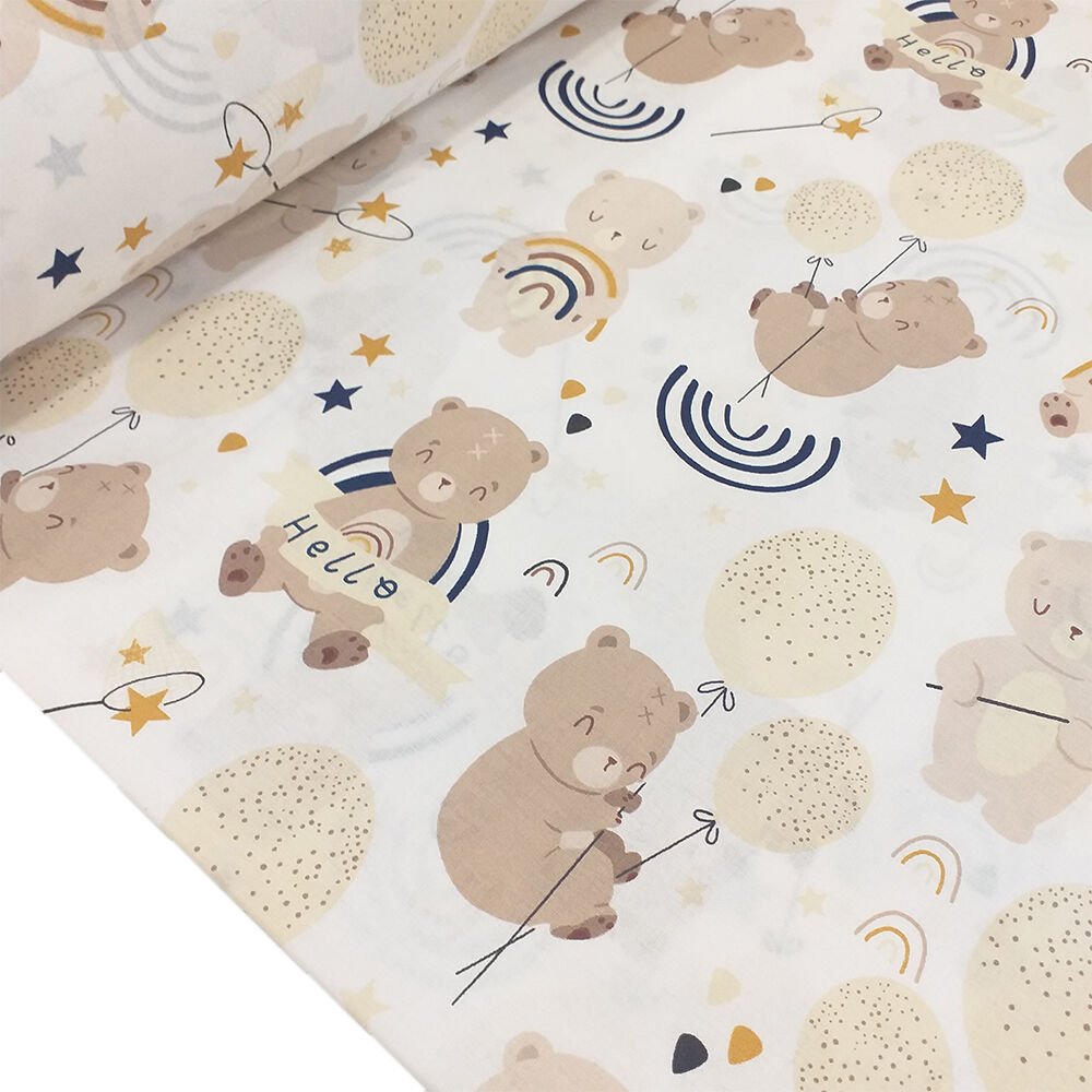 Minik Ayı Desenli Poplin Kumaş