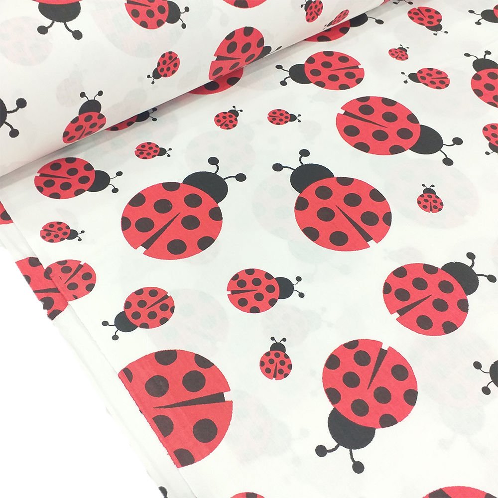 Uğur Böceği Desenli Poplin Kumaş