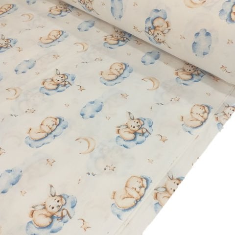 Sevimli Tavşanlar Poplin Kumaş