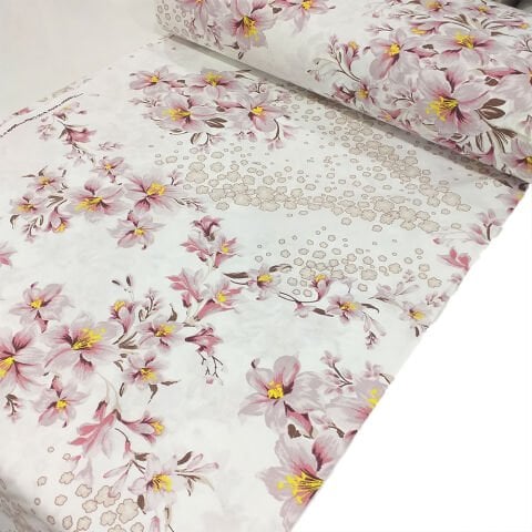 Zambak Desenli Poplin Kumaş