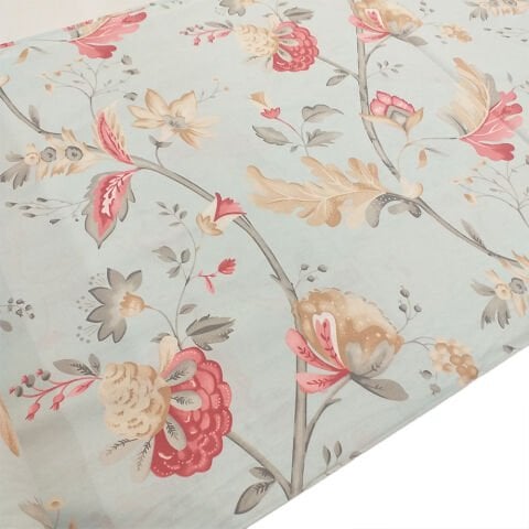 Yaprak ve Çiçek  Desenli Poplin Kumaş