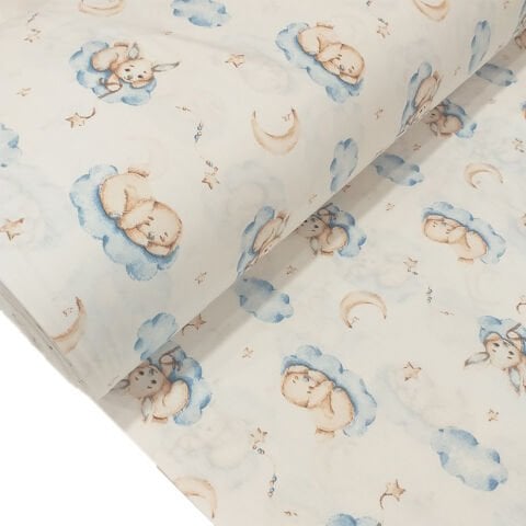 Tavşan Desenli Poplin Kumaş