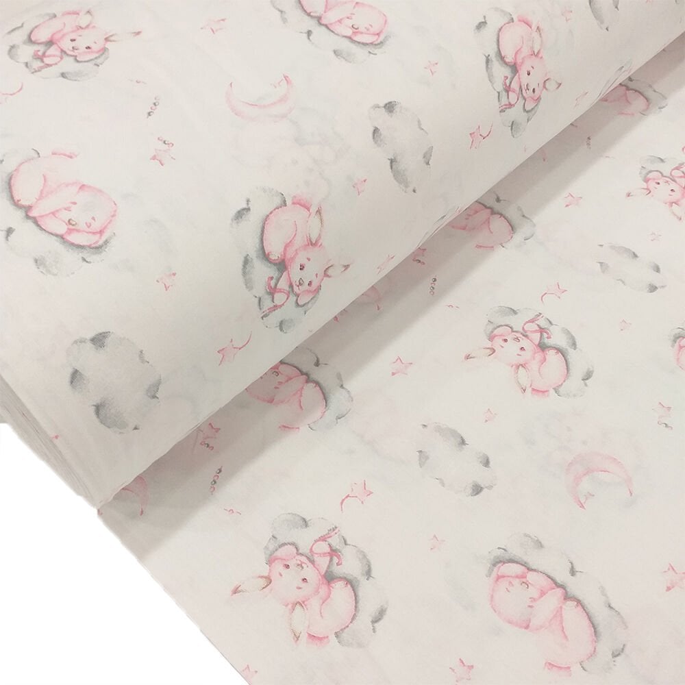 Tavşan Desenli Poplin Kumaş
