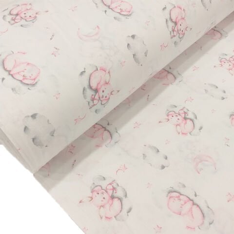 Tavşan Desenli Poplin Kumaş