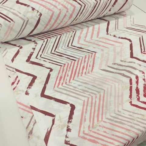 Zig Zag Desen Poplin Kumaş