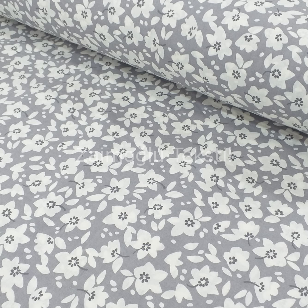 Papatya Desen Poplin Kumaş