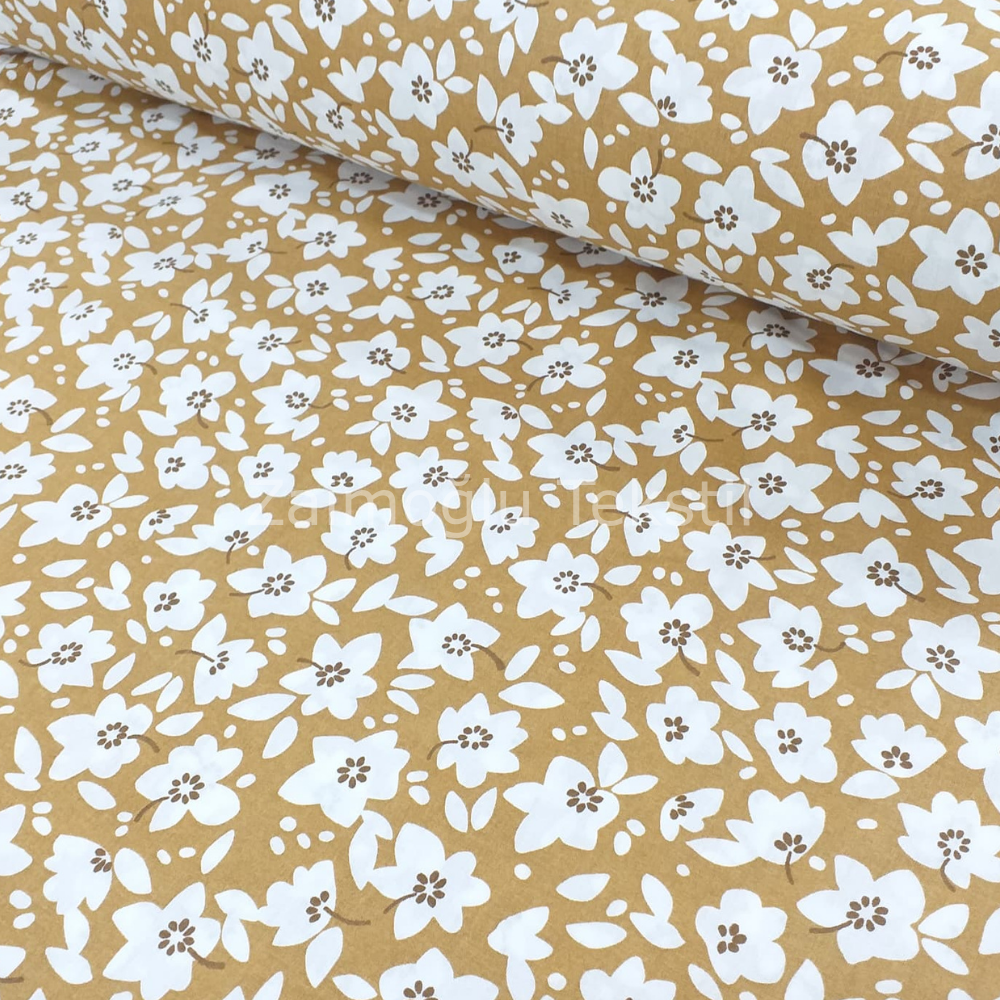 Papatya Desen Poplin Kumaş