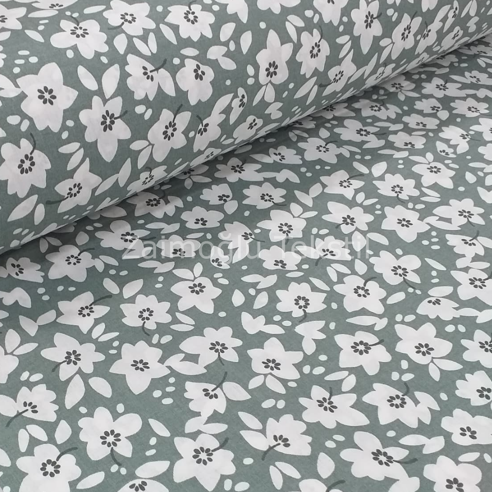 Papatya Desen Poplin Kumaş