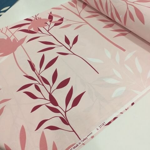 Yaprak Desenli Poplin Kumaş
