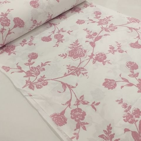 Karanfil Desenli Poplin Kumaş