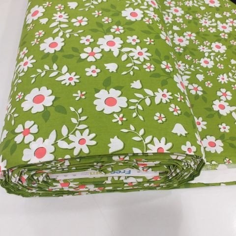 Papatya Desenli Poplin Kumaş