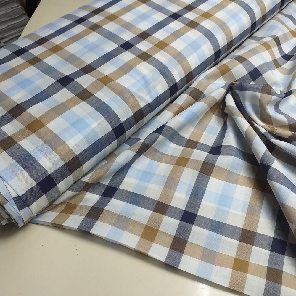 Bossa Kareli Pamuklu Gömleklik Kumaş