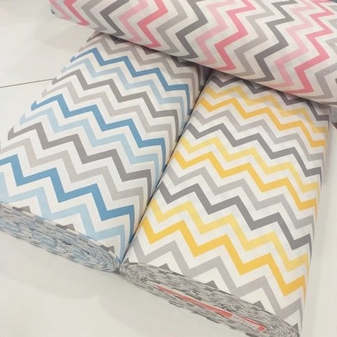 Renkli Zig-zag Poplin Kumaş