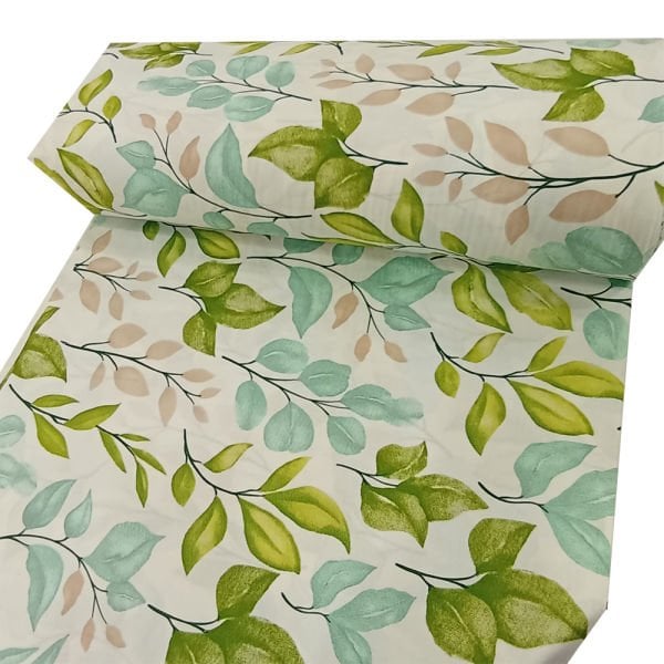 Yaprak Desenli Poplin Kumaş