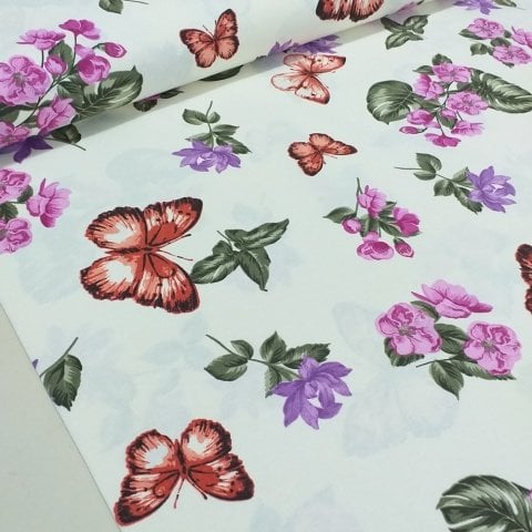 Kelebek Desenli Duck kumaşı