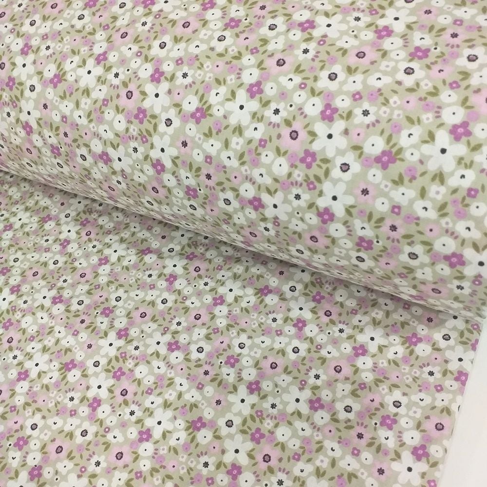 Papatya Desen Poplin Kumaş