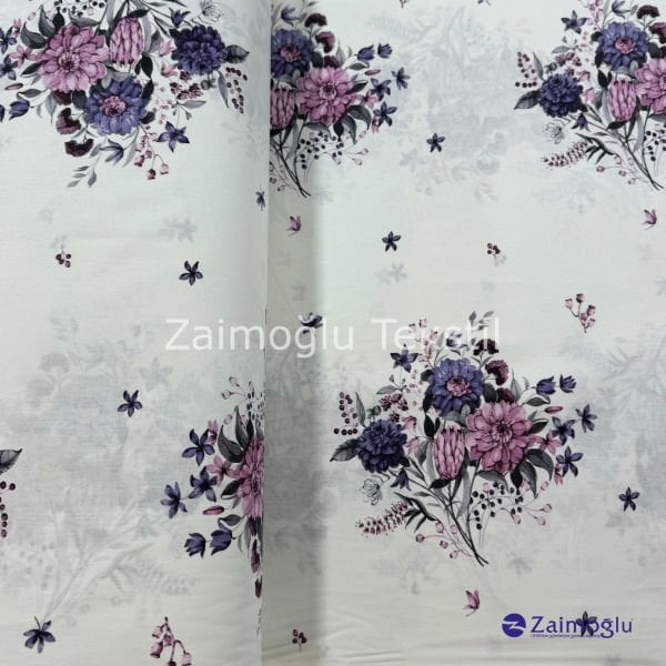 Çiçek Desen Poplin Kumaş