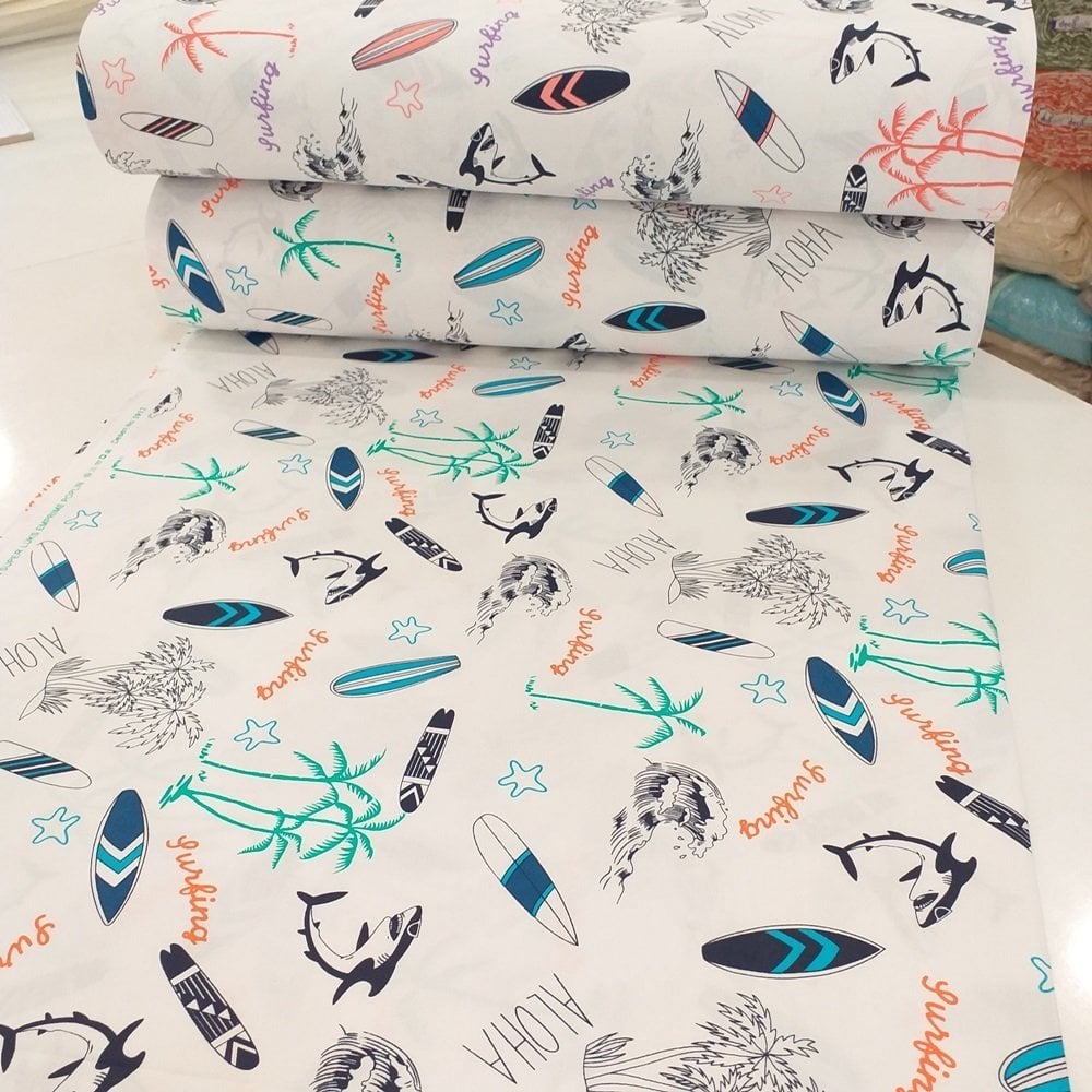 Surfing Desen Poplin Kumaş