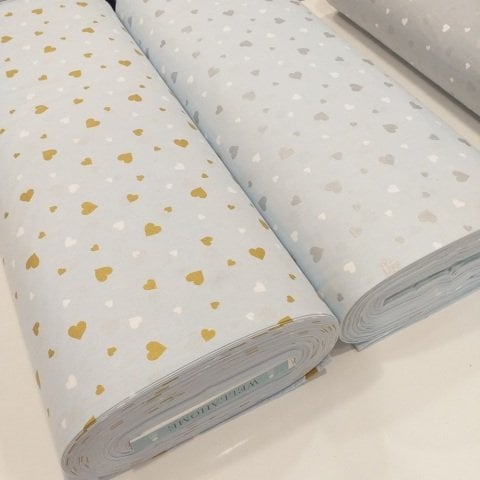 Minik Kalpler Desenli Poplin Kumaş