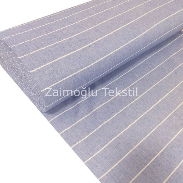 Naturel Çizgili Poplin Kumaş