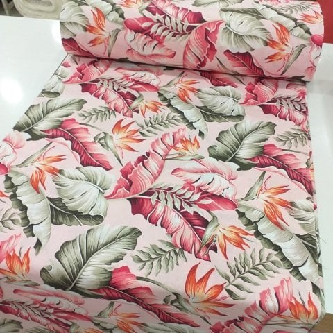 Yaprak Desen Poplin Kumaş