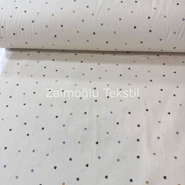 Kalp Desen Poplin Kumaş